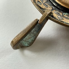 Vtg Genuine Copper Pendant Victorian Gothic Revival Moonglow Lucite Cabochon