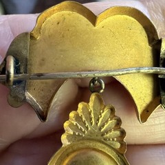Antique Victorian Etruscan Hollow Gold Filled Dangle Brooch Pin Rose Gold Leaves