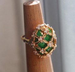 Vintage Domed Cocktail Ring with Adjustable Band Patent Number Stamped Inside