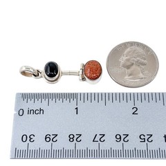 Black Onyx & Goldstone Hinged Pendant | Vintage Sterling Silver 925