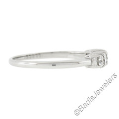Vintage 14K White Gold 0.60ctw 5 Diamond Prong Set Stackable Wedding Band Ring