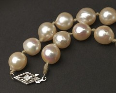 Baroque Cultured Akoya Pearl Strand 31.5″ Necklace 18k White Gold Clasp