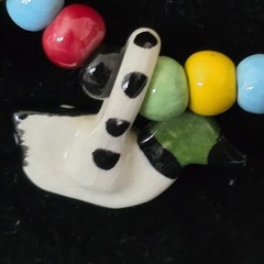 VTG Flying Colors 3 Duck Colorful Ceramic Bead Necklace Bold Statement
