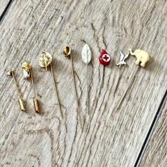 Stick Pin Hat Pins Silver & Gold Tone Red Cross Elephant Koala Mushroom & More