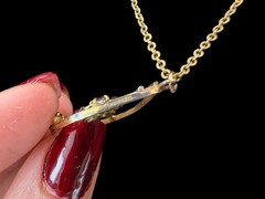 Automade 12k Gold Filled Floral Art Nouveau Pendant Vintage Steel Necklace