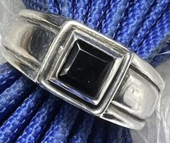 Onyx Sterling Silver 0.925 VINTAGE Men’s 5/16″ N to S TOP BAND RING size 9.75