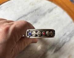 Tibetan Silver OM MANI Mantra, Turquoise, Lapis, Coral inlays Bracelet 43