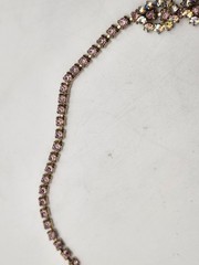 Vintage Light Purple Lilac & AB Rhinestone Necklace & Screwback Earrings Set