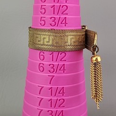Vintage Mesh Chain Bracelet Victorian Revival Greek Key Tassel Gold Tone 7.25″