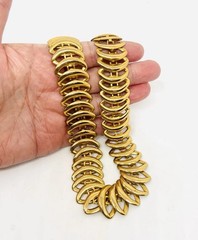 Wide Articulated Gold Tone Elliptical Links Necklace 18 Inches Vintage Jewelry
