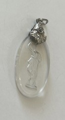 Vintage Glass Intaglio Lady Pendant Necklace Reverse Carved Oval