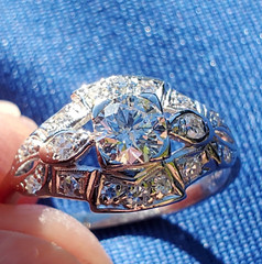 ORIGINAL EARTH MINED DIAMOND Deco Engagement Ring Antique Platinum Solitaire S 6