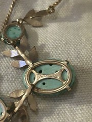 VINTAGE VAN DELL FILIGREE /JADE GLASS 12K FILLED NECKLACE 16”