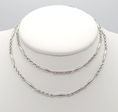 Art Deco Pt950 Platinum Solid Bar Link Chain Necklace 22.5″ inch Chinese