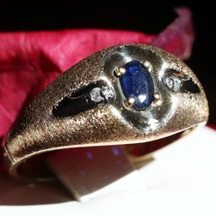 10k yellow gold 0.30ctw natural diamond ring sapphire sz 10 heated 2.63g Romance