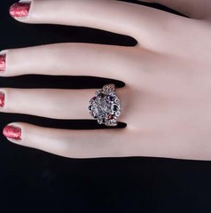 Vintage 1970’s 14k White Gold Multi-Stone Dome Style Ring 1.76ctw 8.8g
