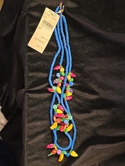 VINTAGE 80s PETITE SOPHITICATE FRUIT CHARM MULTIPLE STRAND COLORFUL 28″ NECKLACE