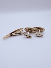 Vintage Swank Mid-Century Gold-tone Cufflinks and Tie Bar Set in Orininal Box