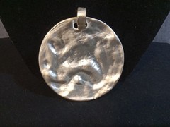Jewelry Pendant Silver Plated Hammered Metal Round large For Necklace 3″ Inch