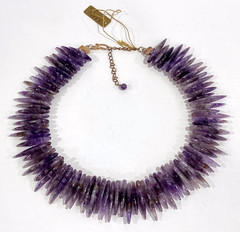 Vintage New with Tags IMAN Modernist Natural Amethyst Spike Collar Necklace