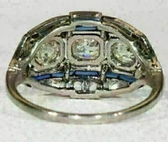 Trilogy Sparkle 2.Ct Simulated Diamond Art Deco Style Engagement Ring 925 Silver