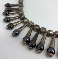 Vintage TAXCO Mexico JMS Jose Marmolejo STERLING SILVER & Hematite NECKLACE 166g