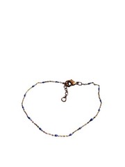 Vintage 90s Dainty Minimalist Copper Chain Bracelet Blue Enamel 6.25 – 7.25 inch
