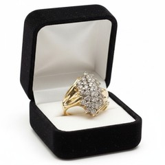 10K Gold VINTAGE Waterfall .93TCW Diamond Cluster Size 6.5 Ring 5.5 Grams