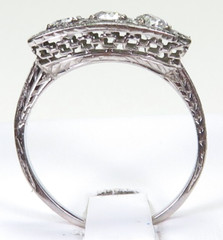 Antique Deco 3 Diamond Filigree Engagement 12KW Gold Ring Sz 6.5 UK-M1/2 EGL USA