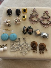 Vintage Fashion Earrings Mixed Lot Multicolor Glass Plastic Metal 10 Pairs