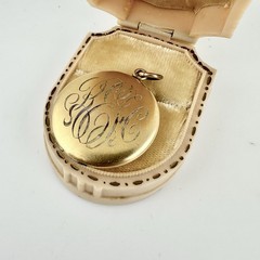 Antique Victorian Gold Filled Initial Monogram Locket Pendant W&H Co Repair Read