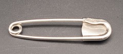 Vintage Scovill Silver Safety Pin With Turquoise Stone Accent – 4.25″ Long
