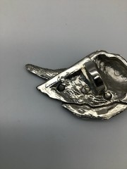 Rebecca Collins Signed Cherub/ Angel Face And Wing Scarf Ring 2.5 Inches
