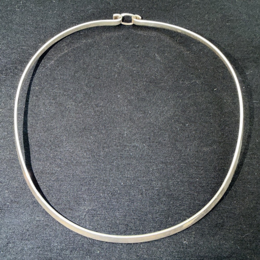 Vintage 925 Sterling Silver 26g Collar Choker Necklace Neck Ring Solid w/S-Hook