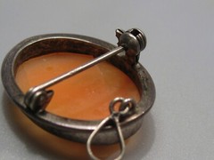 Antique 800 Silver Shell Cameo Brooch/Pendant 4.2 grams 27×21 mm. #39