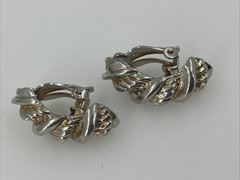 Vintage Gold & Silver Tone Heavy Clip On Earrings