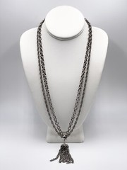 Vintage Necklace Silver Tone Multi Chain Tassel