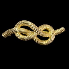 Vintage Brooch GoldTone Rope Twisted Knot Knotted 2.25″ Long