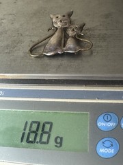 Vintage Taxco Sterling Silver Cats Brooch 18.9 Grams