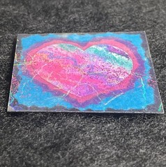 Vintage Glitter Art Heart Pin – 2.5″ x 2.5″ – From Beverly Hills Estate Sale