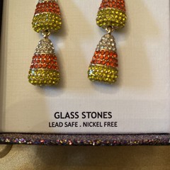 Piper.K- Gold Tone/candy Corn Rhinestone Earrings- Nice Classic-/Halloween- New