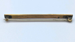 Antique Victorian C Clasp Monogram MJC Etched Wind / Waves Bar Brooch Pin 2.25″