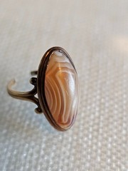 Vintage Size Laguna Brown Agate Ring Copper/brass