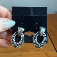 Brighton Door Knocker Oval Scrolled Vintage Silver Plated Earrings