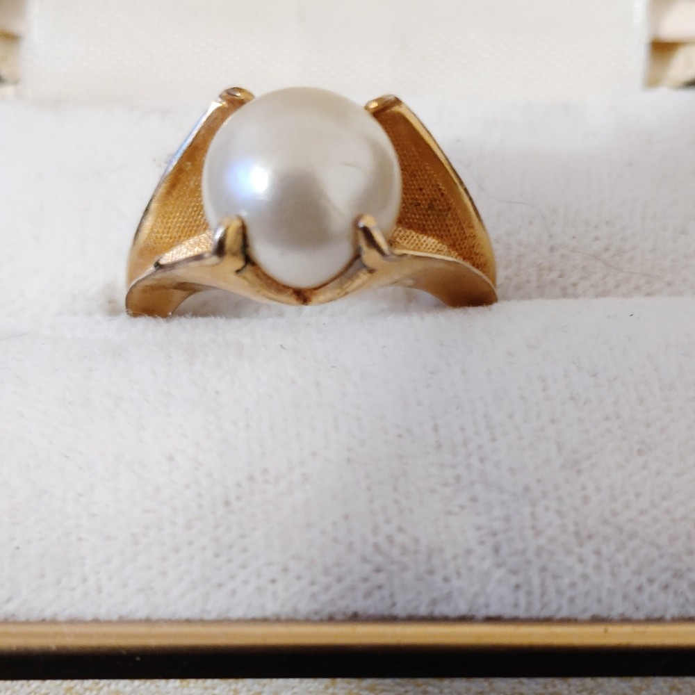 10k GF Clark And Coombs Pearl Ring Size 6.5