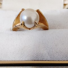 10k GF Clark And Coombs Pearl Ring Size 6.5