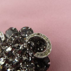 Weiss Rhinestone Brooch Vintage Pin Smoky Clear Faceted Crystal 1.75 inch 110h
