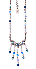 VINTAGE🇺🇸1928 FLOWER SAPPHIRE BRILLIANCE BLUE AUSTRIAN CRYST SLVR NECKLACE✨VTG