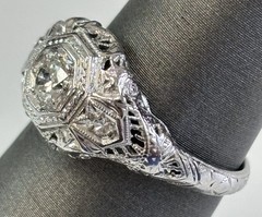Platinum .20ctw Natural Old European And Single Cut Diamond Vintage Ring