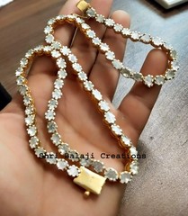 Natural Uncut Diamond Polki 925 Sterling Silver Necklace Jewelry